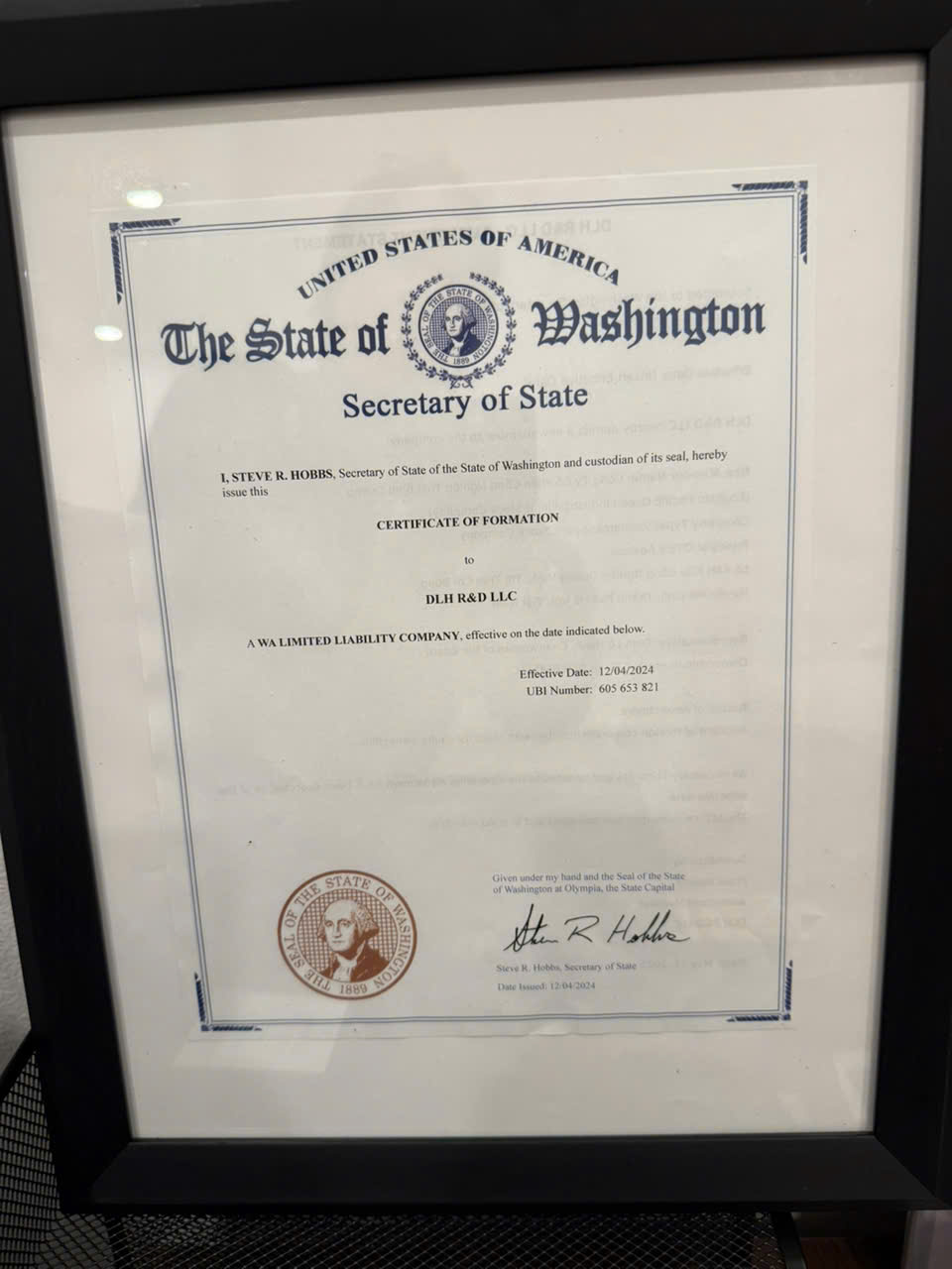 Certificate of Formation